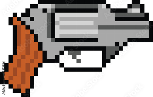Pixel art pistol gun graphic illustration