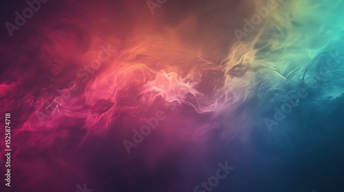 An abstract background with a smoky texture featuring a vibrant gradient of colors blending together to create a dreamy and ethereal effect