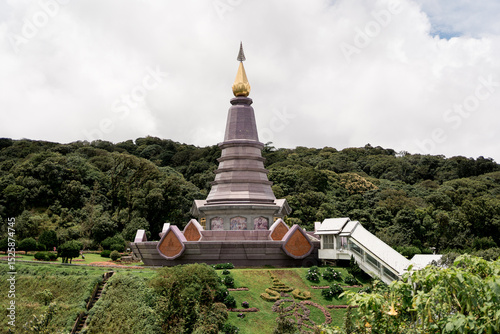 Naphamethanidon Pagoda Amidst Lush Mountain Landscape