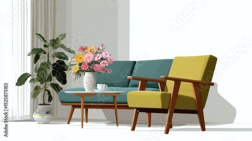 Cozy living room seating arrangement modern home interior design bright environment relaxed viewpoint comfort concept