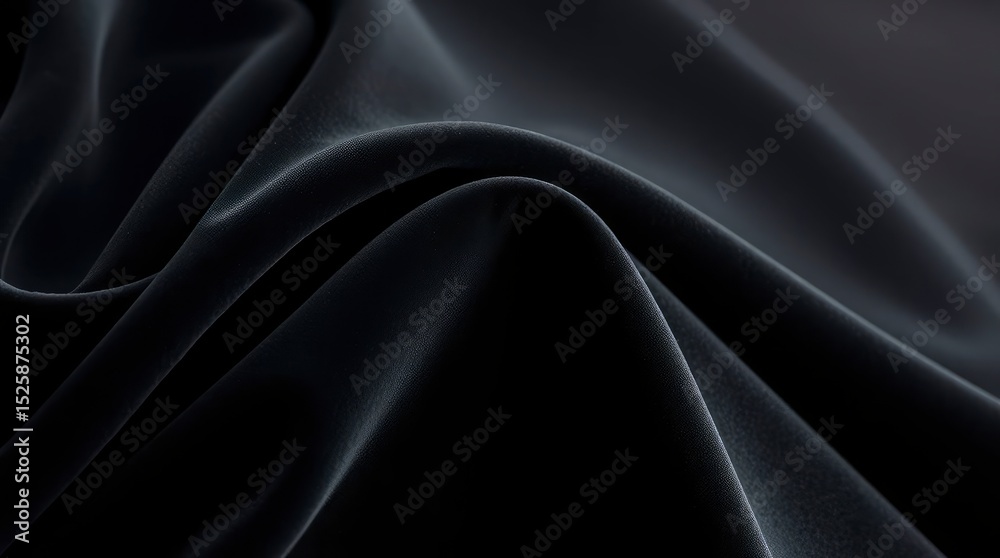 Obraz premium Dark folded fabric with smooth undulating surfaces and subtle light play