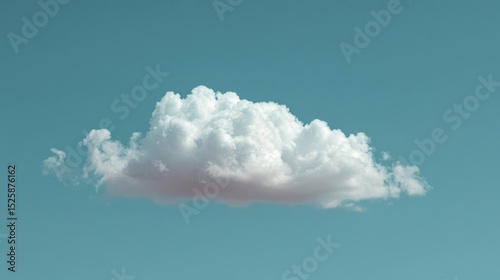 Fluffy white cloud in baby blue sky, serene summer simplicity -