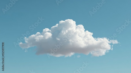 Fluffy white cloud in baby blue sky, serene summer simplicity -