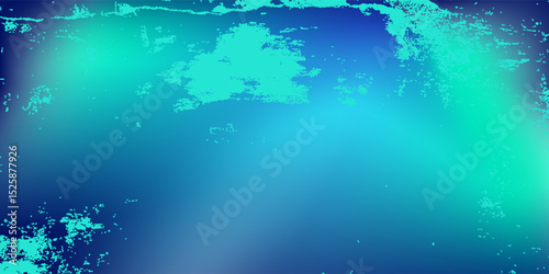 Blue-green gradient studio room, abstract background pattern, walls and floor reflect neon lights, dark tones and feel  speed of digital technology connected blue-green background. Future technology.