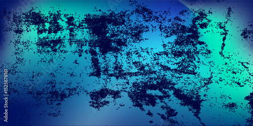Blue-green gradient studio room, abstract background pattern, walls and floor reflect neon lights, dark tones and feel  speed of digital technology connected blue-green background. Future technology.