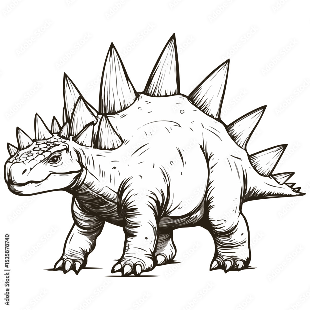 Fototapeta premium stegosaurus, ancient animal, vector, transparent background, creature, animal, dinosaur, wildlife, nature, icon, safari, isolated, big, large, dino, prehistoric, jurassic, extinct