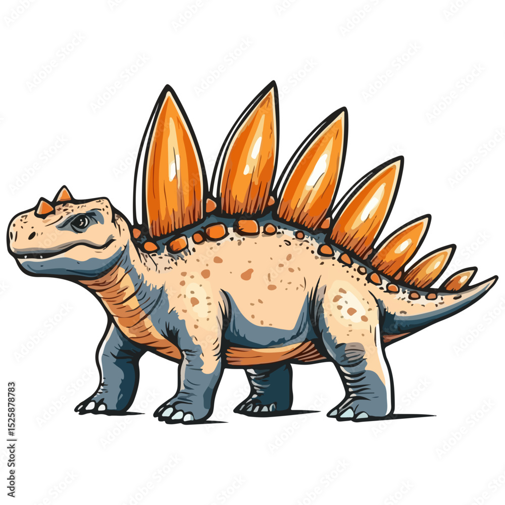 Fototapeta premium stegosaurus, ancient animal, vector, transparent background, creature, animal, dinosaur, wildlife, nature, icon, safari, isolated, big, large, dino, prehistoric, jurassic, extinct