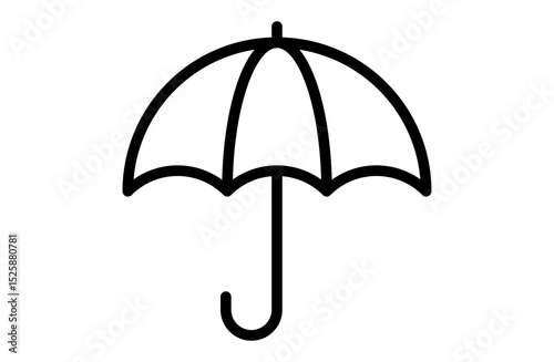 雨アイコン – 天気予報や梅雨シーズンにぴったりなシンプルな傘と雨の線画デザイン