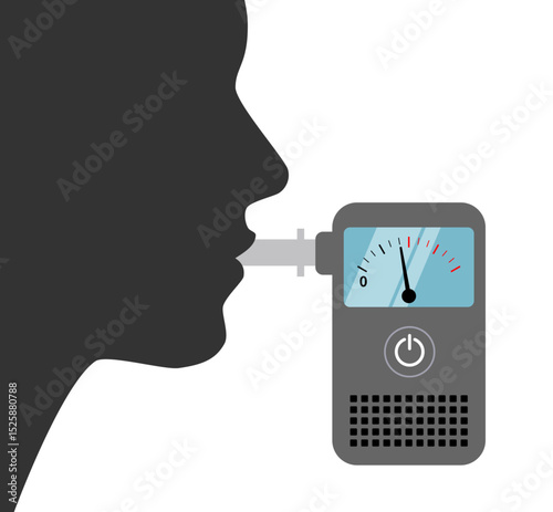 呼気のアルコール濃度の検査を受ける人