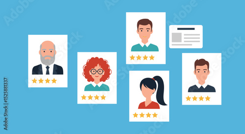 Choosing candidate alternative, recruitment human resources manager, finding employee for job vacancy, discover new talent or applicant concept, business people HR choosing prospect candidate resume. 