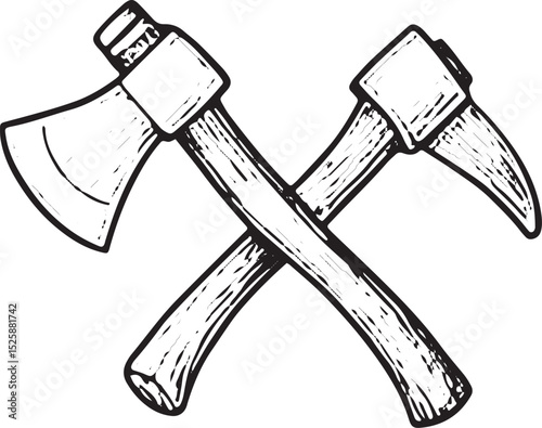 A doodle of an axe, representing camping tools and survival, great for adventure and wilderness themes
