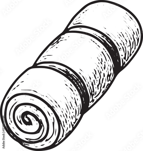 An illustrated rolled sleeping bag, signifying camping and outdoor rest, great for adventure and nature designs