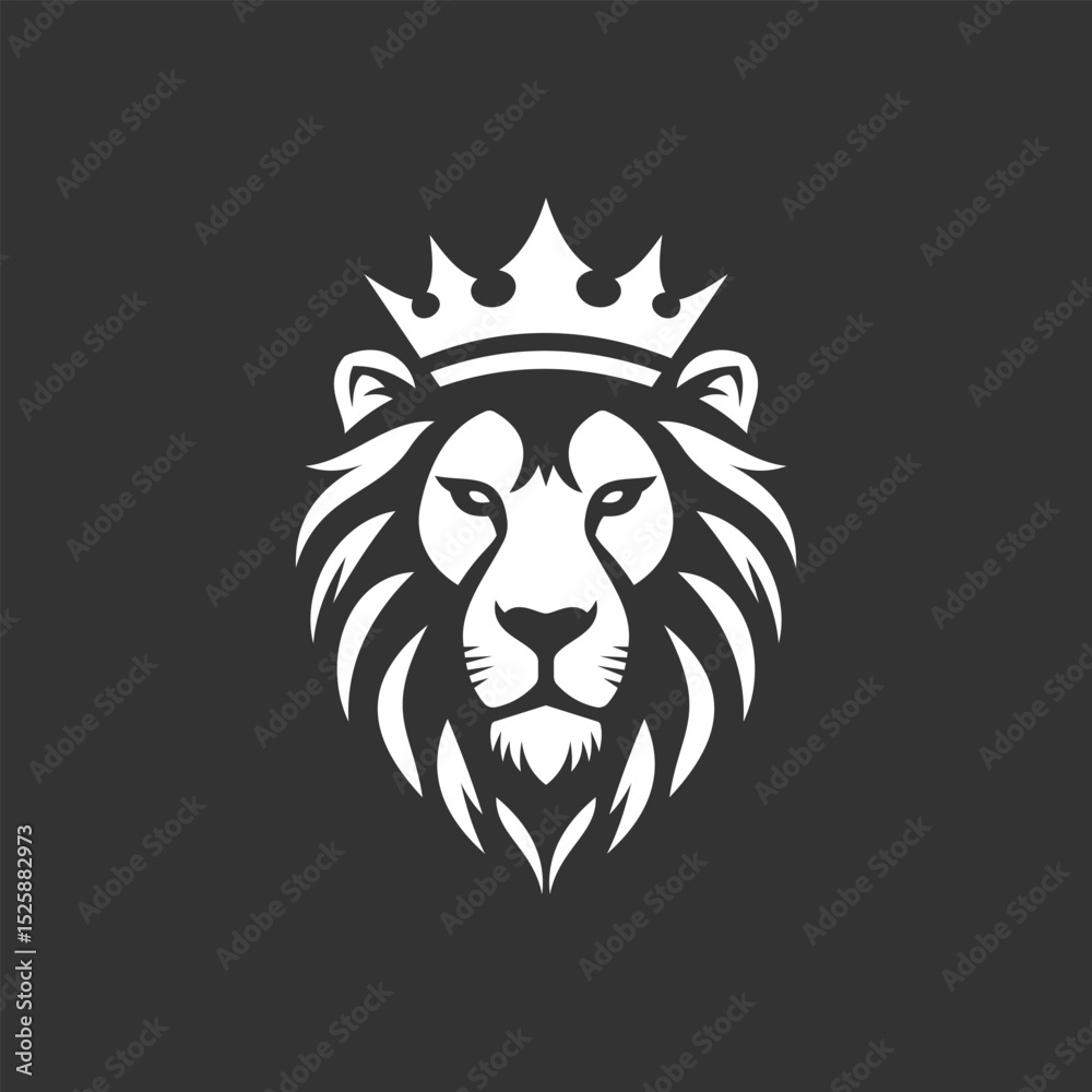Fototapeta premium Vector logo of a lion king head wearing a crown suitable for use as an esport logo