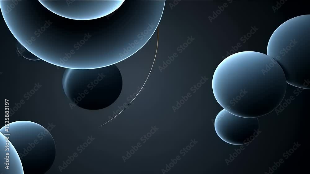 Abstract Dark Blue and Orange Spheres Background