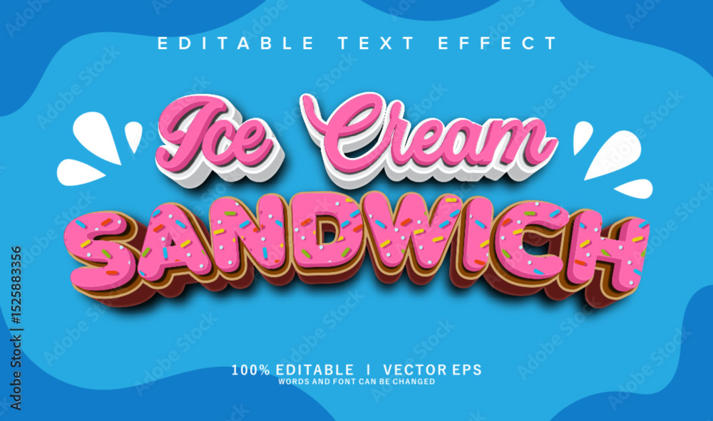 ice cream sandwich vector text effect with modern style design