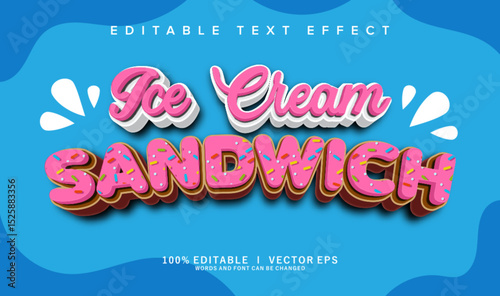 ice cream sandwich vector text effect with modern style design