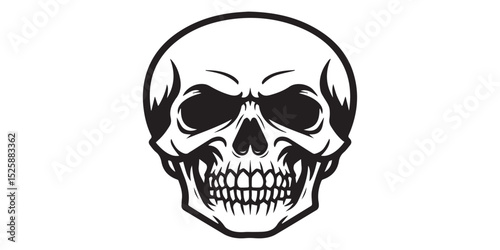 Stylized Skull Vector Illustration with Bold Lines and Clean Detailing