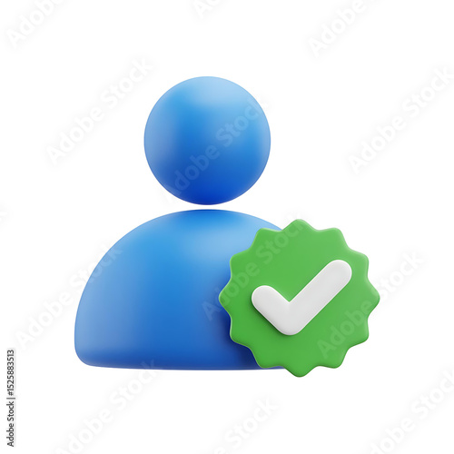 3d verified person icon isolated on transparent background. Png