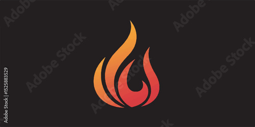 Vibrant vector illustration of a stylized flame featuring bold orange and red tones, clean curved outlines, and smooth gradient transitions