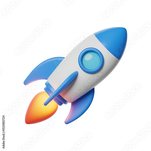 3d rocket ship launching isolated on transparent background. Png