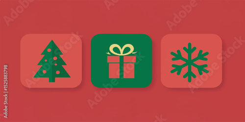 Christmas Vector Illustration with Festive Icons and Bold Colors