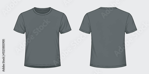 Blank T-Shirt Vector Template with Front and Back Views in Flat Style