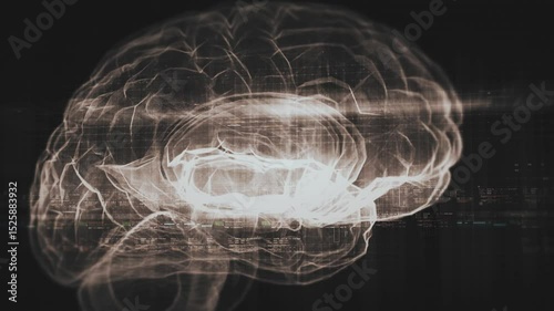Futuristic biomedical concept featuring advanced holographic scanning technology performing detailed brain neuron pathology and diagnostic analysis. High-tech medical visualizing neural network