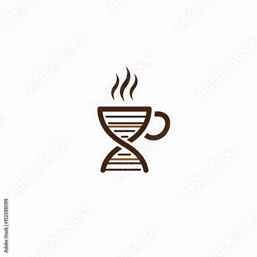 Coffee Cup Dna Shape Logo with Steam