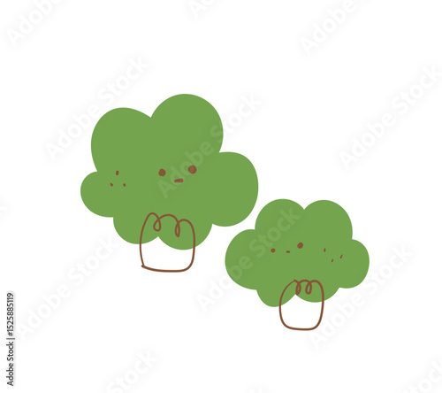 (tree) Doodle Hand drawn illustration, happy day happy life. sticker decoration your things.	