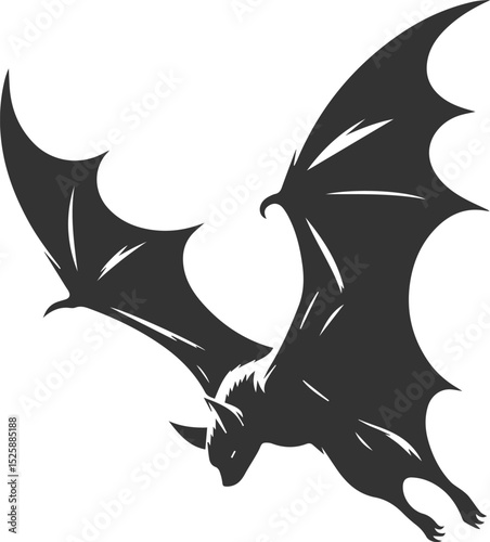 Black vector of a bat flying silhouette animal drawing