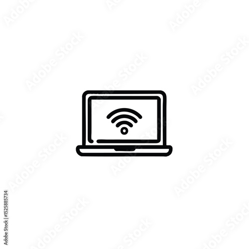 A laptop with a wifi symbol is shown on its screen