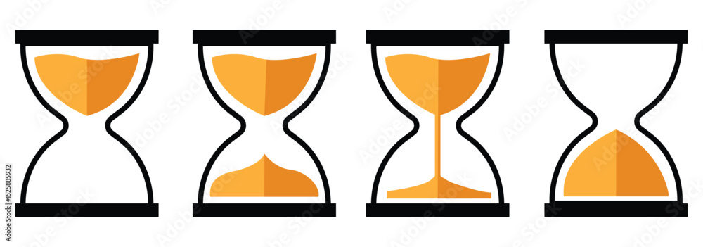 Fototapeta premium Sand watch icon set. Hourglass symbol. glyph vector. Sand timer icon.