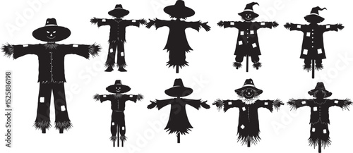 Scarecrow silhouette vector illustration