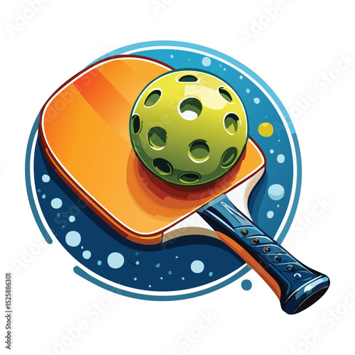 Pickleball Paddle and Ball Illustration Watercolor Draw