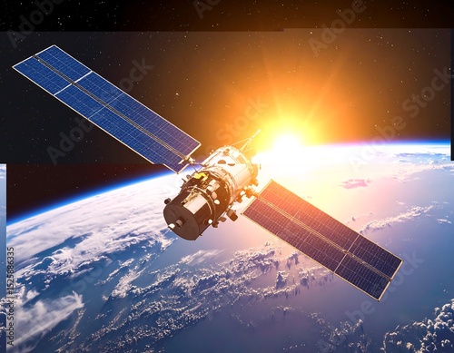 Satellite orbiting Earth sunrise (1)