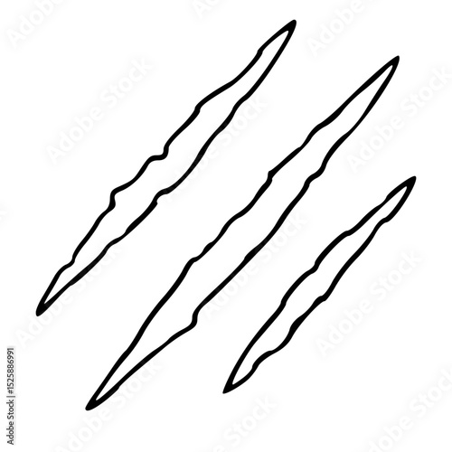 Simple Outline Sharp Claw Mark Animal Scratching Icon Illustration