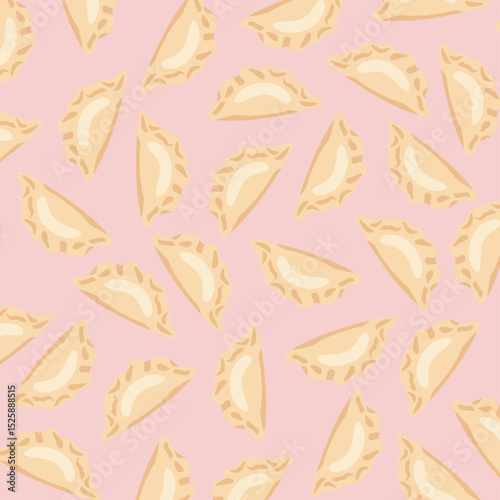 Dumplings pierogi, varenyky, pelmeni seamless pattern. Dumplings background. dumplings seamless pattern background. Food background.