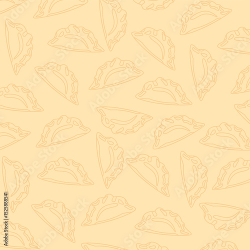 Jiaozi Chinese dumplings pattern seamless.  Seamless pattern with dumplings. Doodle dumplings pattern background. 