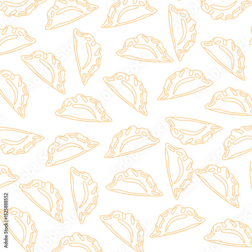 Jiaozi Chinese dumplings pattern seamless.  Seamless pattern with dumplings. Doodle dumplings pattern background. 