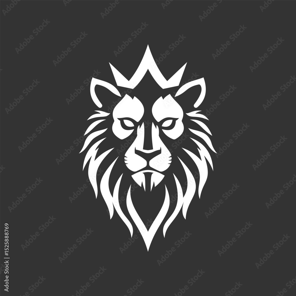 Fototapeta premium Vector logo of a lion king head wearing a crown suitable for use as an esport logo