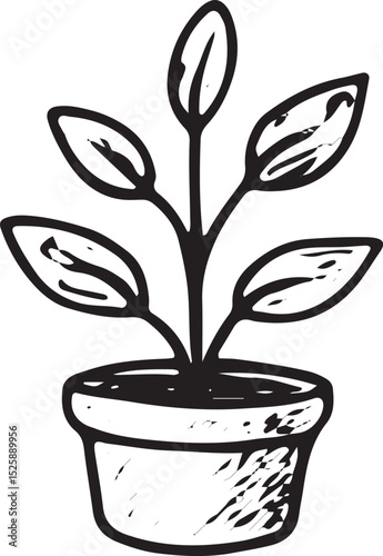 A doodle of a small plant, representing growth and nature, great for educational and environmental designs