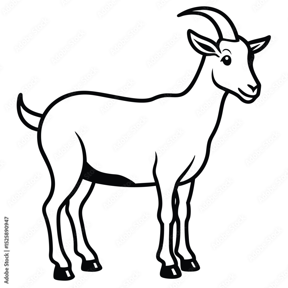 Fototapeta premium silhouette goat on white background
