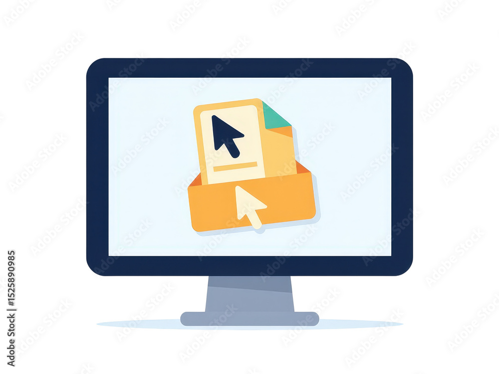 a simple flat 2d icon representing 'remote collaboration', with a single document icon that has four different colored mouse cursors pointing to it, minimalist design, solid assorted colors a simple flat 2d icon representing 'remote collaboration', with a single document icon that has four different colored mouse cursors pointing to it, minimalist design, solid assorted colors