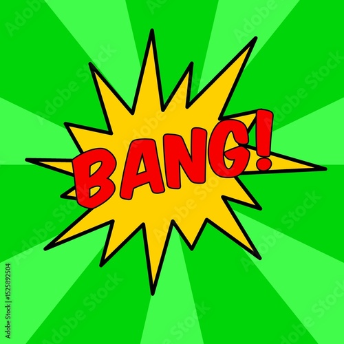 Cartoon comic speech bubble with the text “Bang” in the form of an explosion effect.