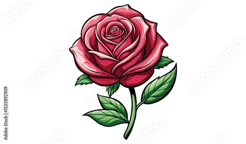Single red rose flower illustration graphic