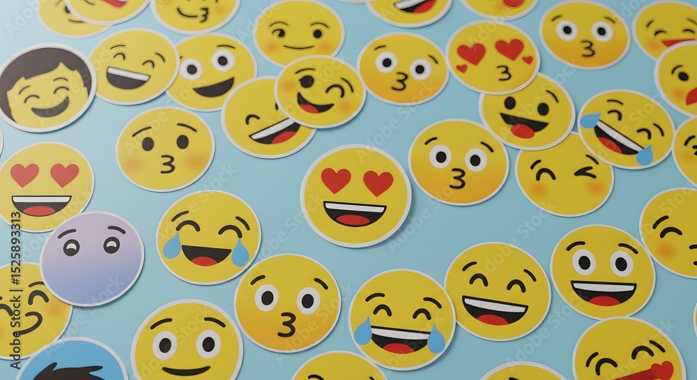 Fototapeta premium Collection of Diverse Emojis Expressing a Range of Emotions