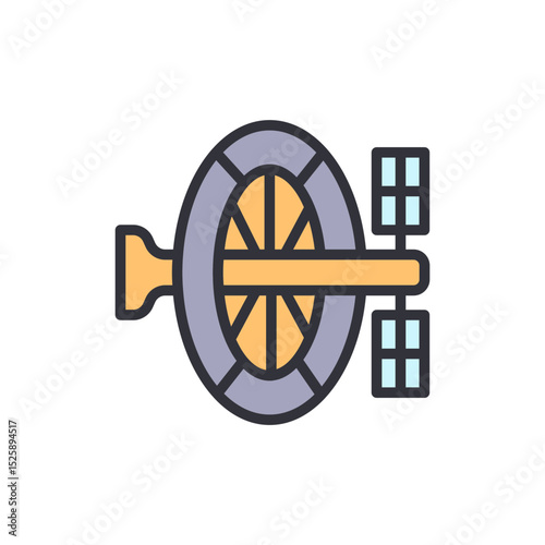 Simple Representation Of A Satellite With Solar Panels And Antenna