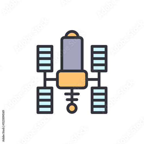 Illustration Of A Modern Satellite For Communication And Research Projects