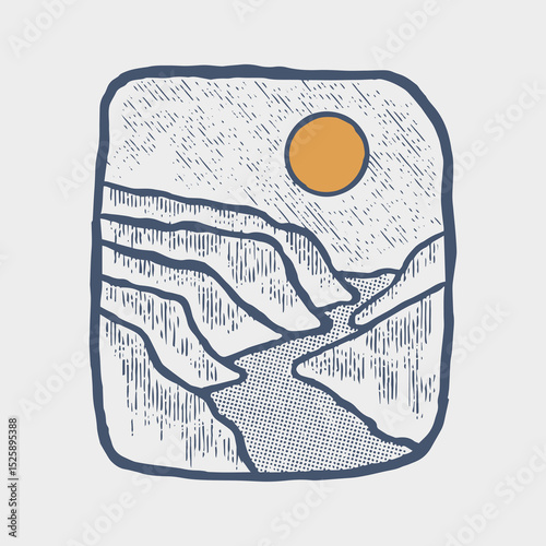 Vintage big bend national park for t shirt badge illustration