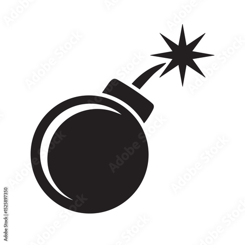 Classic Bomb Icon Design Simple Black Explosive Danger Warning Symbol